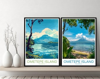 Insel Ometepe Nicaragua Poster Reisedruck Insel Ometepe Cocibolca Leinwand Wand Poster Stadtbild Designer Geschenk Nicaragua Illustration