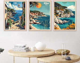 Elba Italy Poster Travel Italy Elba Tuscany Island Print Canvas Poster Cityscape Wall Art Designer Wall Posters Art Elba Italy Poster