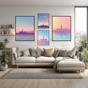 Ottawa Ultra Modern Travel Poster Parliament Hill Skyline Minimalist Modern Colors – Contemporary Canadian Wall Art For Home And Office