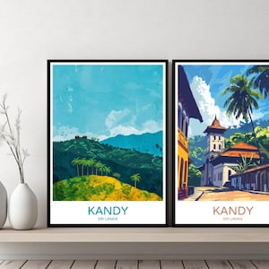 Kandy Sri Lanka Poster Travel Print Sri Lanka Beach Sunset Kandy Canvas Wall Poster Cityscape Designer Gift Sri Lanka Illustration Decor
