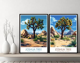 Pôster do Parque Nacional Joshua Tree, impressão de viagem, pôster de parede em tela da Califórnia, paisagem urbana, presente de designer, ilustração dos EUA, decoração