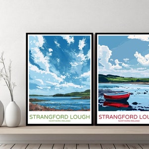 Strangford Lough Poster Reisedruck Strangford Lough County Down Canvas Wandposter Stadtbild Designer Retro Irland Illustration Dekor