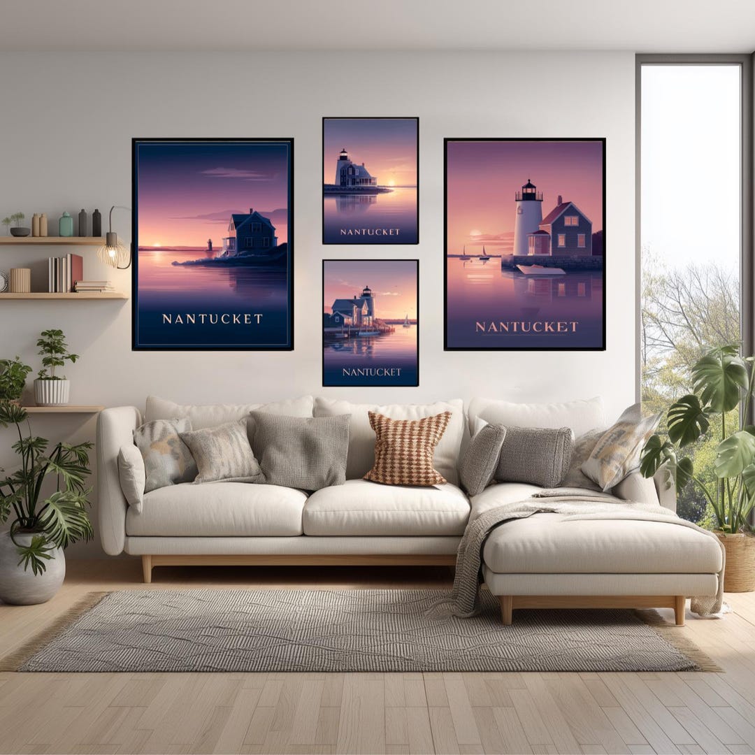Nantucket Island Massachusetts Modern Travel Poster, Nantucket Wall Art ...