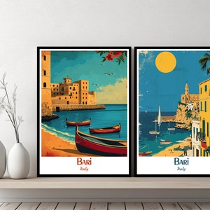 Bari Italy Poster Travel Italy Apulia Bari Print Canvas Poster Cityscape Wall Art Designer Wall Posters Bari