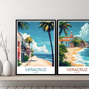 Veracruz Mexico Poster Travel Print Veracruz Xalapa North America Canvas Wall Poster Cityscape Designer Retro Mexico Illustration Decor