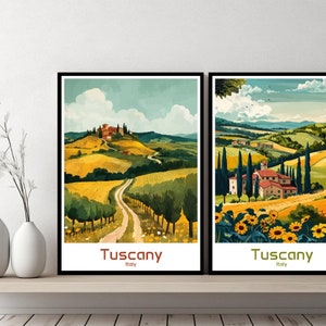 Toskana Italien Poster Reise Italien Toskana Druck Leinwand Plakat Stadtbild Wandkunst Designer Wandposter Italien Illustration