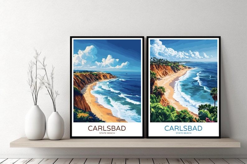 Carlsbad State Beach Poster Travel Print Carlsbad State Beach San Diego ...