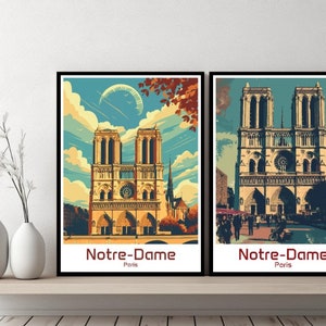 Notre-Dame de Paris France Poster Travel France Notre Dame Print Canvas Poster Cityscape Wall Art Designer Wall Posters Paris Illustration