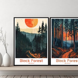 Schwarzwald Deutschland Poster Reisedruck Schwarzwald Leinwand Poster Stadtbild Kunst Designer Wand Deutschland Schwarzwald Retro Geschenk Illustration