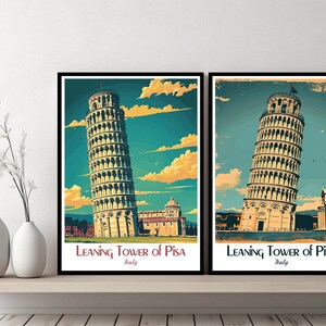 Torre Pendente di Pisa, Italia Poster Viaggio in Italia Torre Pendente Stampa su tela Poster Paesaggio urbano Arte murale Designer Poster da parete Pisa, Italia Designer
