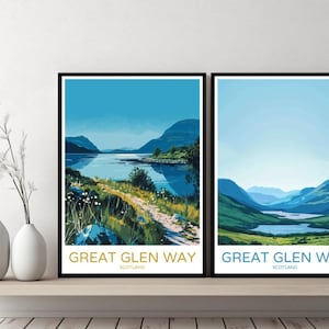 Great Glen Way Scotland Poster Travel Print Scotland Great Glen Way Canvas Wall Poster Cityscape Designer Gift Scotland Illustration Decor