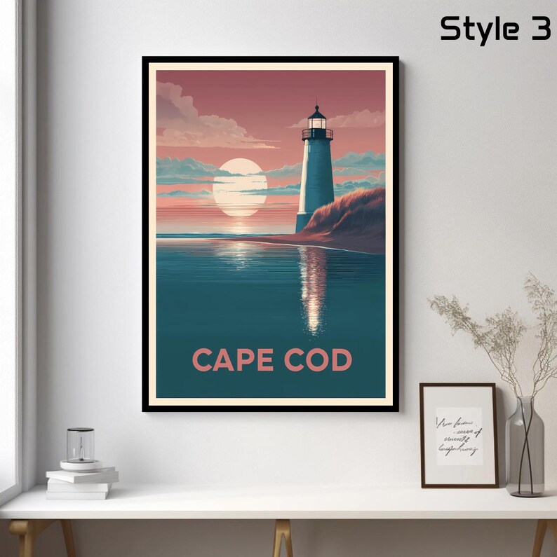 Cape Cod Massachusetts Travel Poster Art Print, Modern New England Wall ...