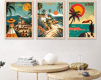 La Pelosa Italia Poster Viaggio Italia La Pelosa Spiaggia Stampa Tela Poster Paesaggio urbano Arte murale Designer Poster da parete Arte La Pelosa Italia Poster