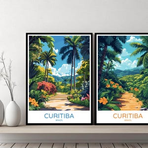 Botanischer Garten Curitiba Poster Reisedruck Paraná Botanischer Garten Leinwand Wandposter Stadtbild Designer Brasilien Retro Illustration Dekor