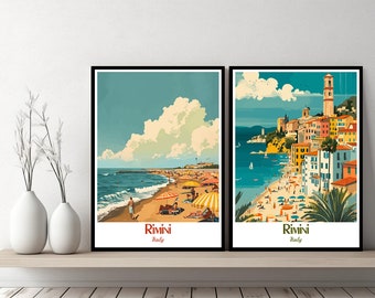 Póster de Rímini, Italia, viaje a Italia, Emilia-Romaña, Rímini, impresión en lienzo, póster de paisaje urbano, arte mural, pósteres de pared de diseñador, Rímini