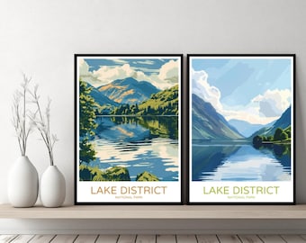 Cartaz do Parque Nacional do Distrito dos Lagos Impressão de Viagem Cartaz de Parede em Tela do Distrito dos Lagos Cumbria Paisagem Urbana Presente de Designer Inglaterra Ilustração Decoração