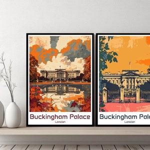 Buckingham Palace London Poster Reise London Buckingham Palace Druck Leinwand Poster Stadtbild Wandkunst Designer Wandposter Illustration