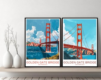 Golden Gate Bridge California Poster Travel Print San Francisco Canvas Wall Poster Cityscape Designer Gift United States Illustration Decor