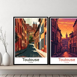 Toulouse France affiche voyage France Toulouse impression toile affiche paysage urbain art mural designer affiches murales France Toulouse illustration