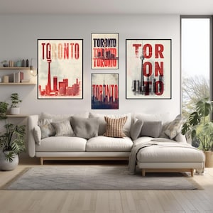 Toronto Typographic Poster Modern Wall Art, Canada Travel Print, CN Tower Minimalist Design, Bold Typography Contemporary City Decor