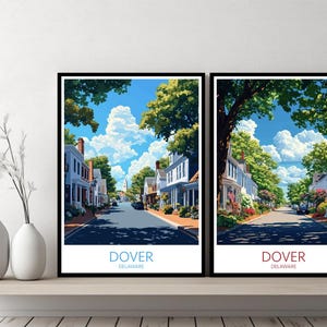 Dover Delaware Poster Travel Print Delaware Kent County Dover United States Canvas Wall Poster Cityscape Designer Gift Illustration Decor