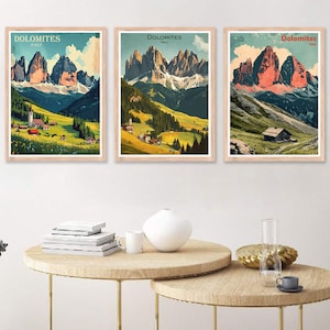 Dolomites Mountain Italy Poster Travel Italy Mountain Dolomites Print Canvas Poster Cityscape Wall Art Designer Wall Posters Italy Mountain