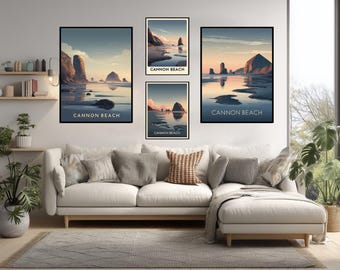 Cannon Beach Oregon Poster Oregon Küste Kunst USA Wahrzeichen Druck Reise-Wand-Dekor Ultra-modernes Design