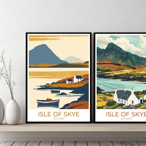 Isle of Skye Scotland Poster Travel Print Isle of Skye Canvas Wall Poster Cityscape Designer Gift Scotland Illustration Decor