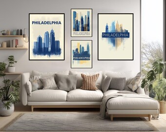 Philadelphia Pennsylvania Poster USA City Art Pennsylvania Print Travel Wall Decor Typographic Design