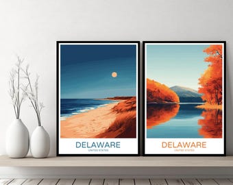 Delaware poster reizen print Delaware landschap Dover Atlantische Verenigde Staten canvas muur poster stadsgezicht ontwerper cadeau illustratie decor