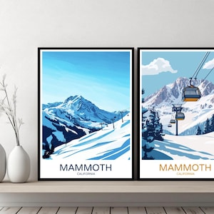 Mammoth Resort California Poster Travel Print Mammoth Ski Canvas Wall Poster Cityscape Designer Gift United States Illustration Decor