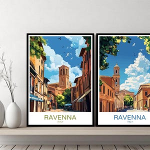 Ravenna Italy Poster Travel Print Ravenna Cathedral Emilia-Romagna Umbri Canvas Wall Poster Cityscape Designer Gift Italy Illustration