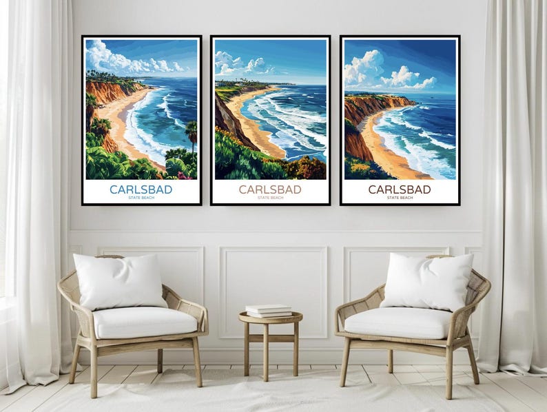 Carlsbad State Beach Poster Travel Print Carlsbad State Beach San Diego ...