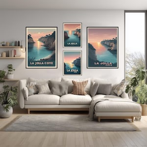 La Jolla Cove Poster California Art Coastal Cove Print Travel Wall Decor Minimalist Ocean Gift Home Office