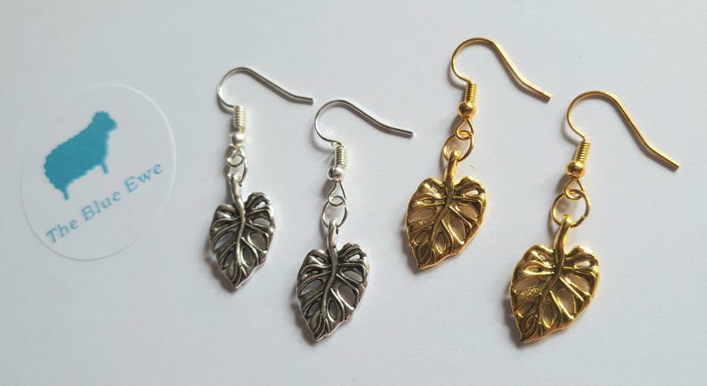 Monstera Leaf Earrings: Fun Plant Lover Jewelry image 1