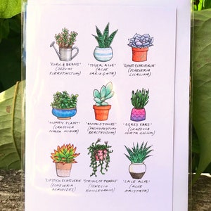 Carte de voeux de succulentes, impression aquarelle, art el whitman
