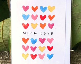 Much Love Greetings Card, Watercolour Print