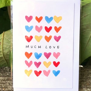 Cartão de felicitações com muito amor, impressão em aquarela, arte de El Whitman