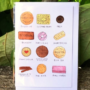 Tarjeta de felicitación de galletas, impresión en acuarela, El Whitman Art