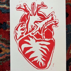 impression Linogravure format A5 coeur anatomique