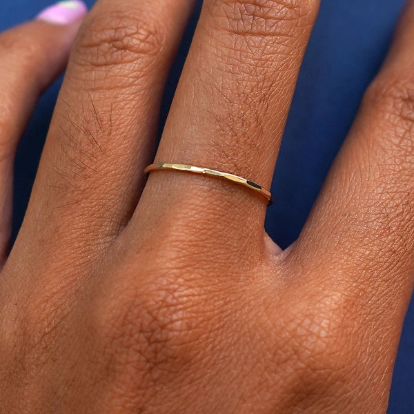 14k Gold Filled Ring, 14k Gold Ring, Gold Hammered Ring, Gold Rings For Man and Women, Gold Stack Ring, Minimalist Ring