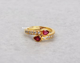 Vintage Ruby Engagement Ring 14k rose gold hand engraved ruby ring, available in silver also, Handmade ring