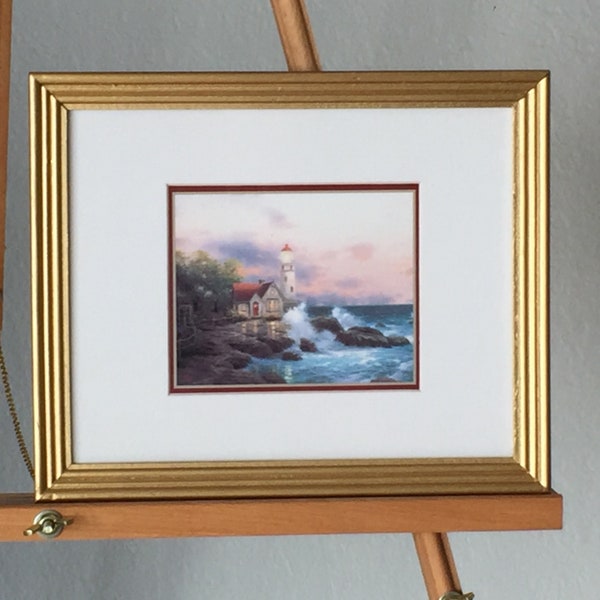 4 Thomas Kinkade Lighthouse prints  "Beacon of Hope" "The Light of Peace" "Clearing Storms" "A Light in the Storm"