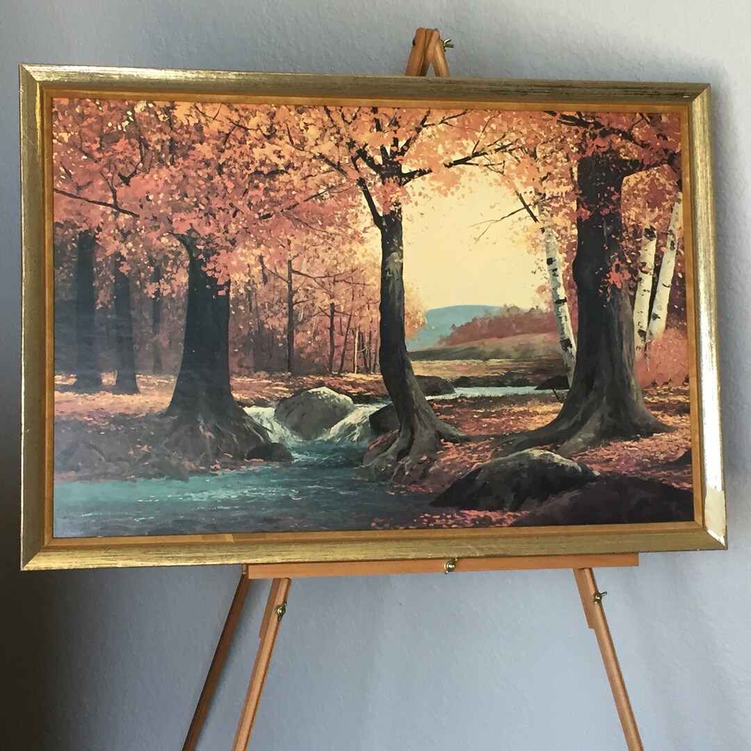 Robert Wood Autumn Scenic Print Trees Creek - Etsy