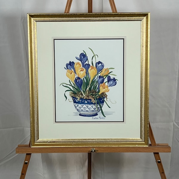 Barbara Mock "Blue and White Porcelain Crocus" print (flower, vase)