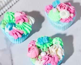 Palmenbad Cupcake | Badeschmelz | Badebombe | Milchbad | Bad Einweichen | Feste Körperbutter | Badetrüffel | Ultra Feuchtigkeitsspendend | Kokosnuss Hibiskus