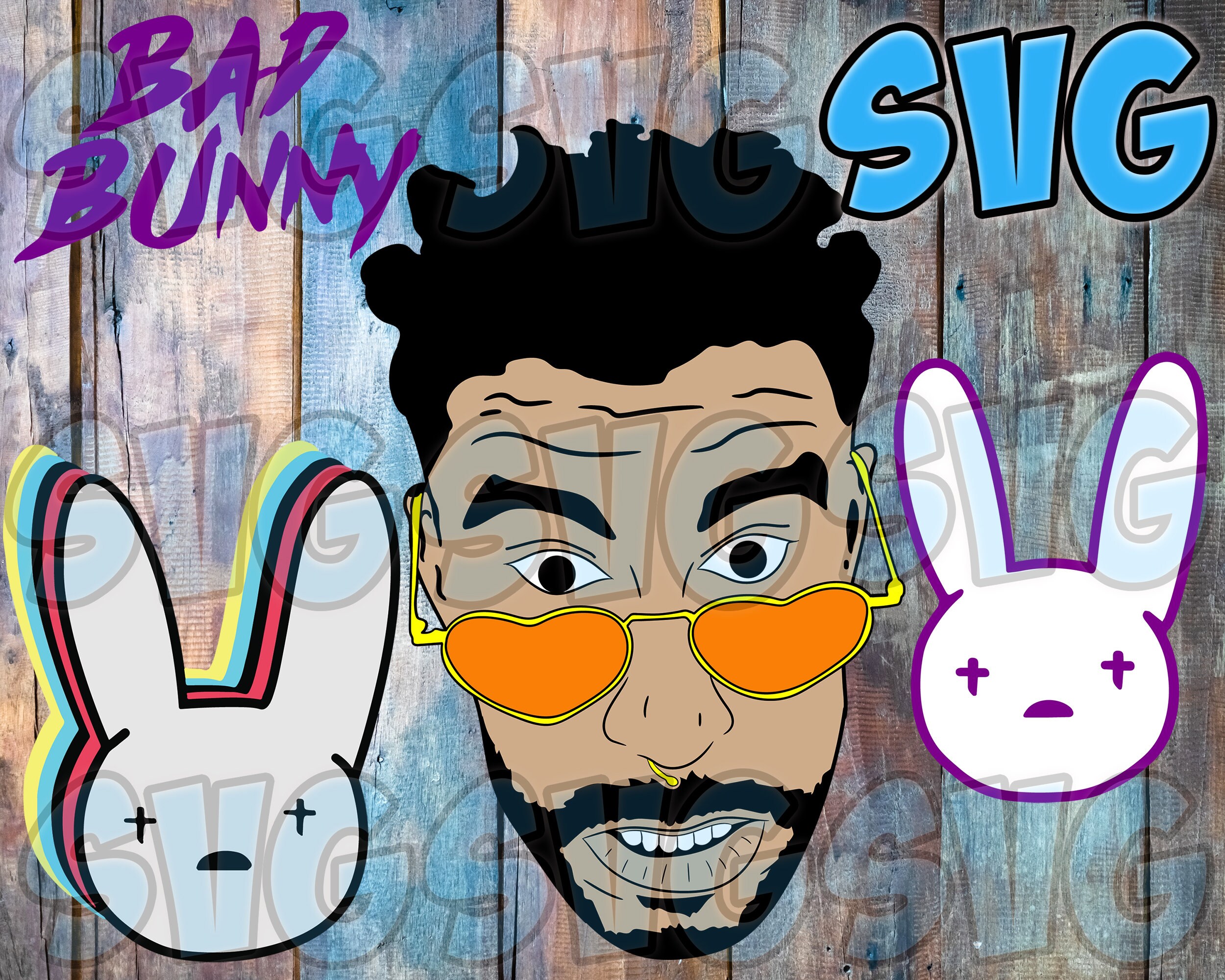 Download Bad Bunny svg cut file silhouette png cricut | Etsy