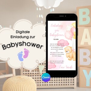Digitale Einladung Babyshower | Babyparty Einladung | Ecard Baby Party | Digitale Karte | Boho | Pampasgras | Baby Shower Einladung