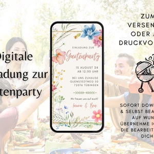 Garden Party Digital Invitation | card garden | Ecard garden party | Garden Party Invitation Card | Garden Party Invitation Digital | wildflowers