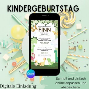 Digital invitation children&#39;s birthday dinosaur | birthday party | Map Digital Download | Children&#39;s Birthday Invitation | Children&#39;s birthday card